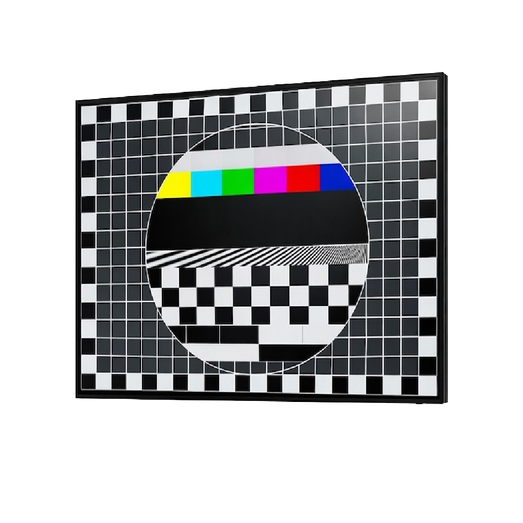 Quadra 4:3 exhibition display showing native test pattern at 1908x1430